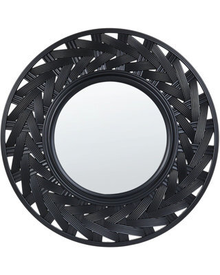 Wyld And Coco 60 Cm Round Wall Mirror, Bold Black Synthetic Frame, Modern Design - image 1
