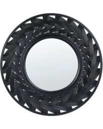 Wyld And Coco 60 Cm Round Wall Mirror, Bold Black Synthetic Frame, Modern Design - thumbnail 1