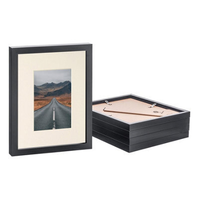 "Nicola Spring Photo Frames With 4"" X 6"" Mount - 8"" X 10"" - Black/ivory - Pack Of 5" - image 1