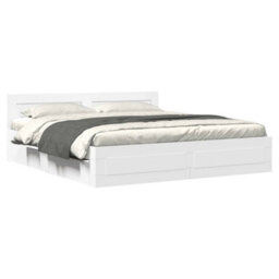 Berkfield Bed Frame With Headboard Without Mattress White 180X200 Cm Super King - thumbnail 2