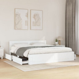 Berkfield Bed Frame With Headboard Without Mattress White 180X200 Cm Super King - thumbnail 1
