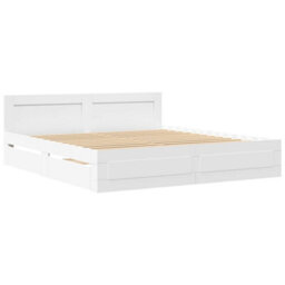 Berkfield Bed Frame With Headboard Without Mattress White 180X200 Cm Super King - thumbnail 3