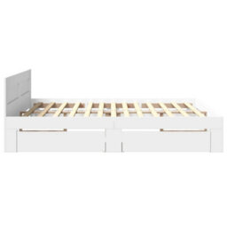 Berkfield Bed Frame With Headboard Without Mattress White 180X200 Cm Super King - thumbnail 6