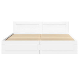 Berkfield Bed Frame With Headboard Without Mattress White 180X200 Cm Super King - thumbnail 5