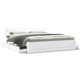 Berkfield Bed Frame With Headboard Without Mattress White 180X200 Cm Super King - thumbnail 4
