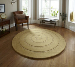 eXtreme Spiral Gold Rug 180Cm Circle. Knotted & Tufted Wool