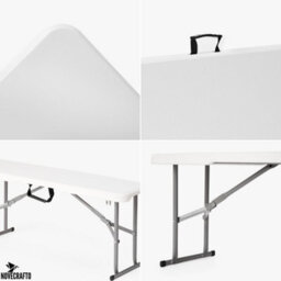 Novecrafto 6Ft Folding Table & 2 Folding Benches Set - Easy-To-Store, Heavy-Duty White Hdpe, Steel Frames, Carry Handle, Indoor/outdoor Use - thumbnail 8