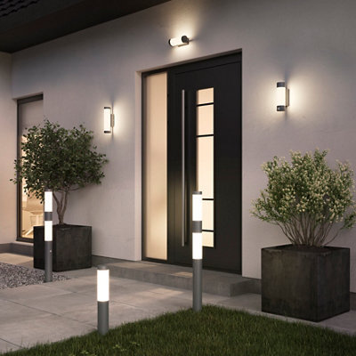 GoodHome Callisto Fixed Matt Dark Grey Mains-Powered Integrated Led Outdoor Contemporary Wall Light 900Lm (Dia)7.6Cm - image 1