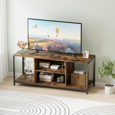 "Avc Designs Tv Stand Tv Console Storage Cabinet Rustic Brown For Living Room Up To 60"" Tv With Storage Shelf (120L Cm)" - image 1