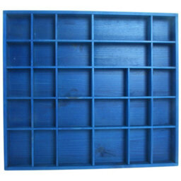 Woodeedoo Wooden Wall Display Shelf Blue Matt With 28 Compartments For Crystals Miniatures Small Ornaments Collectables And Keepsakes - thumbnail 6