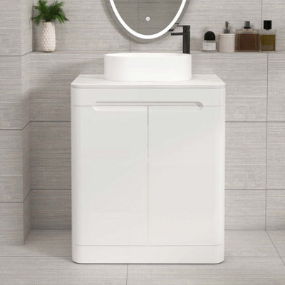 Royal Bathrooms Venice 700mm Gloss White Freestanding Bathroom Countertop Vanity Unit 2 Door With Peak Basin - image 1