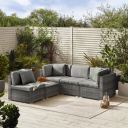 Furniturebox Orlando Grey Rattan Garden Sofa Modular Outdoor Patio Couch Seating - Table & 4 Chairs Garden Corner Sofa Set +Cover - thumbnail 2