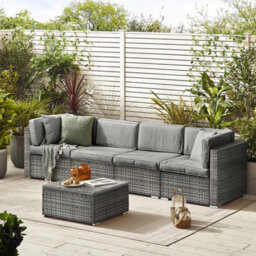 Furniturebox Orlando Grey Rattan Garden Sofa Modular Outdoor Patio Couch Seating - Table & 4 Chairs Garden Corner Sofa Set +Cover - thumbnail 3