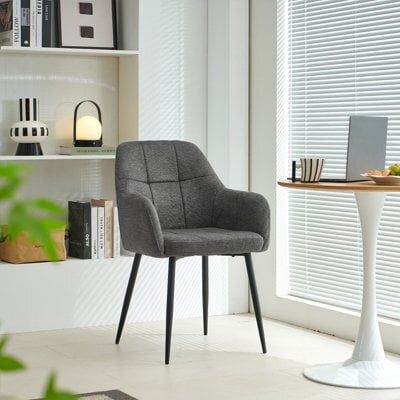 Sonara Modern Dining Chair With Plush Chenille Upholstery, Curved Backrest And Metal Legs - Single/set - image 1