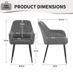 Sonara Modern Dining Chair With Plush Chenille Upholstery, Curved Backrest And Metal Legs - Single/set - thumbnail 3
