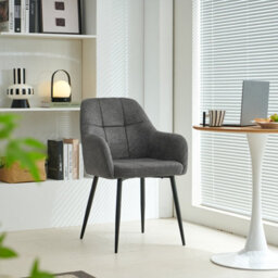 Sonara Modern Dining Chair With Plush Chenille Upholstery, Curved Backrest And Metal Legs - Single/set - thumbnail 1