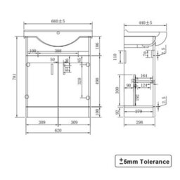 Sundaze 650mm Gloss White Basin Vanity Bathroom Cabinet Sink Unit - thumbnail 4