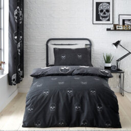 Catherine Lansfield Bedding Skulls Reversible Duvet Cover Set With Pillowcase Grey - thumbnail 5