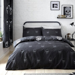 Catherine Lansfield Bedding Skulls Reversible Duvet Cover Set With Pillowcase Grey - thumbnail 4