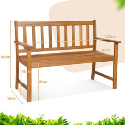 Costway 2-Person Outdoor Chair Garden Patio Wooden Loveseat Bench W/armrests - thumbnail 2