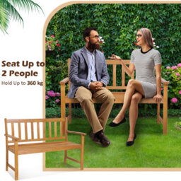 Costway 2-Person Outdoor Chair Garden Patio Wooden Loveseat Bench W/armrests - thumbnail 6