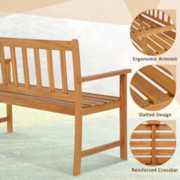 Costway 2-Person Outdoor Chair Garden Patio Wooden Loveseat Bench W/armrests - thumbnail 7