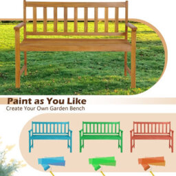 Costway 2-Person Outdoor Chair Garden Patio Wooden Loveseat Bench W/armrests - thumbnail 9
