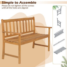 Costway 2-Person Outdoor Chair Garden Patio Wooden Loveseat Bench W/armrests - thumbnail 8