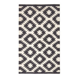 Homescapes Zurich Handwoven Black And White 100% Cotton Geometric Pattern Kilim Rug, 90 X 150 Cm - thumbnail 2