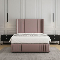 REGIONAL FURNISHINGS Divan Bed Set Pink Plush Velvet Upholstered 54Inch Headboard 2Drawersfootend & Mattress In Double King 4Ft 6Ft Sizes - thumbnail 2