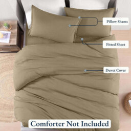 Bedlooms Beige Plain Dyed Duvet Cover Complete Bedding Set, Breathable & Anti-Allergic Microfiber, Double 200X200Cm - thumbnail 3