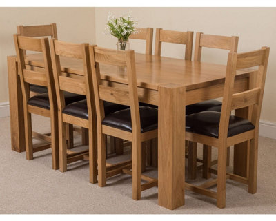 That's Furniture Kuba 180 X 90 Cm Chunky Oak Dining Table And 8 Chairs Dining Set With Lincoln Chairs - image 1