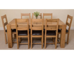 That's Furniture Kuba 180 X 90 Cm Chunky Oak Dining Table And 8 Chairs Dining Set With Lincoln Chairs - thumbnail 2