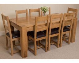 That's Furniture Kuba 180 X 90 Cm Chunky Oak Dining Table And 8 Chairs Dining Set With Lincoln Chairs - thumbnail 3
