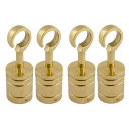Ropeservices Uk 4 X 28mm Polished Brass Decking Rope Hook Fittings Fixings Barrier Set