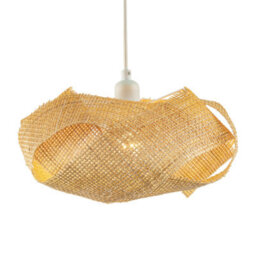 Happy Homewares Modern Designer Natural Brown Woven Rattan Pendant Lighting Shade - thumbnail 2