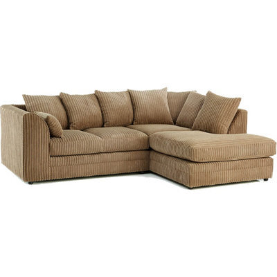 Furnishings For Less UK Luxor Jumbo Cord 4 Seater Corner Sofa Coffee Right Hand Facing
