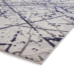 Blue Silver Abstract Marble Metallic Rug, 11mm Thick Stain-Resistant Rug, Modern Rug For Dining Room-80Cm X 150Cm - thumbnail 4