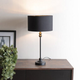 Valuelights Maggie Black Candlestick Table Lamp With Black And Gold Inner Lamp Shade - thumbnail 2