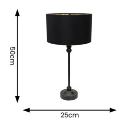 Valuelights Maggie Black Candlestick Table Lamp With Black And Gold Inner Lamp Shade - thumbnail 4