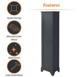 Plum&clay Belmont Charcoal Blue Traditional Floor Standing Bathroom Tall Storage Unit - thumbnail 4