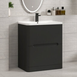 Royal Bathrooms Venice 700mm Matt Nocturne Black Floor Standing Vanity Unit 2 Drawer With Ceramic Basin - thumbnail 5