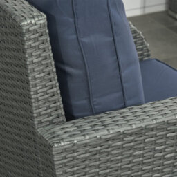 Outsunny 6Pc Padded Outdoor Rattan Wicker 3-Seat Sofa Recliner Footstool Table - thumbnail 9