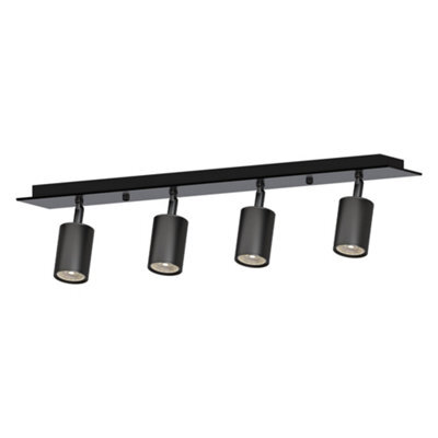 4 Light Black Ceiling Bar Spotlight And Gu10 Spotlight Arm Adjustable With Bulbs - image 1