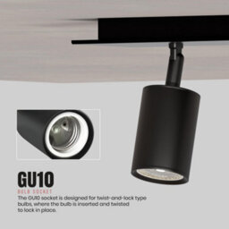 4 Light Black Ceiling Bar Spotlight And Gu10 Spotlight Arm Adjustable With  Bulbs - thumbnail 5