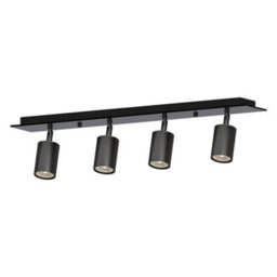 4 Light Black Ceiling Bar Spotlight And Gu10 Spotlight Arm Adjustable With  Bulbs - thumbnail 1