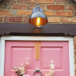 Industville Brooklyn Outdoor & Bathroom  Dome Wall Light, 8 Inch, Pewter & Copper, Pewter Holder - thumbnail 3