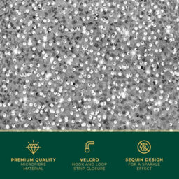 Festive Fix Silver Sequin Christmas Tree Skirt Foldable Four Side Base Cover With Velcro For Real And Artificial Trees - thumbnail 5