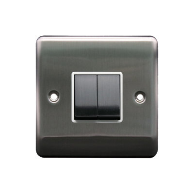 Thrion 2G 2Way 10Ax Switch Brushed Chrome, White Insert, 10