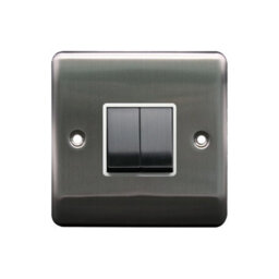 Thrion 2G 2Way 10Ax Switch Brushed Chrome, White Insert, 10